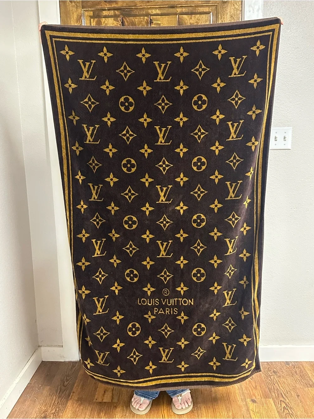 Louis Vuitton Black & Gold Monogram Beach Towel